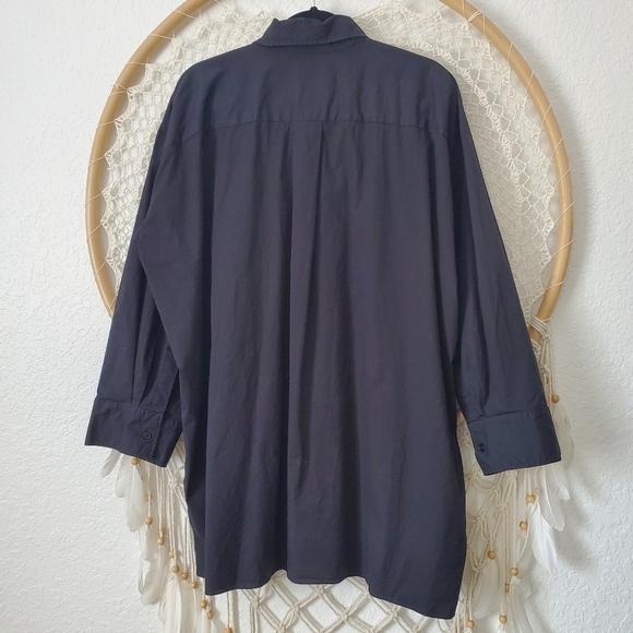 Zara Black Button Down Long Sleeve Cotton Pocket Tunic Shirt Women's Size L - Picture 7 of 7